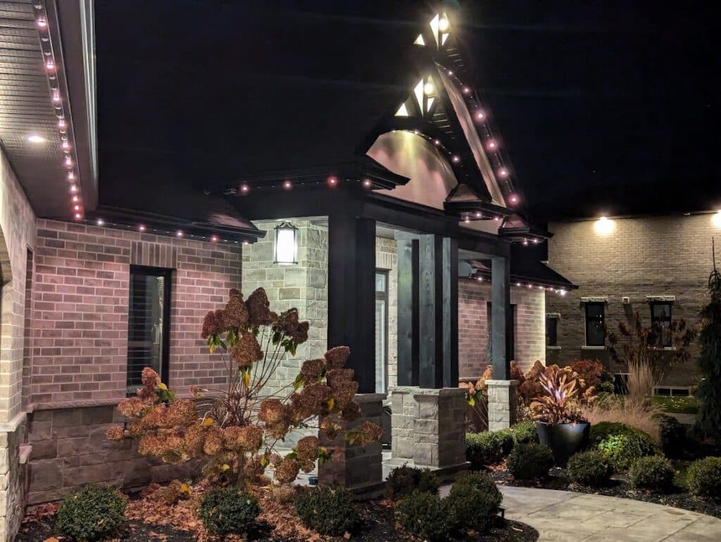Beautiful permanent outdoor LED lighting installation on an Ontario home by Celebrate Lighting